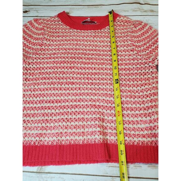 Wayf REVOLVE Womens Medium Sweater White‎ Pink Pullover Scoopneck Cropped Boxy - Picture 9 of 10